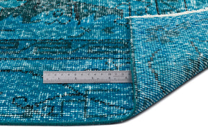 Turquoise  Over Dyed Vintage Rug 6'2'' x 9'3'' ft 189 x 283 cm