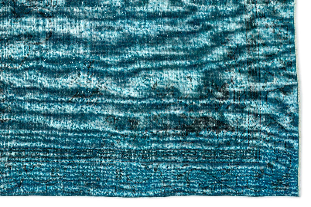 Turquoise  Over Dyed Vintage Rug 6'2'' x 9'3'' ft 189 x 283 cm