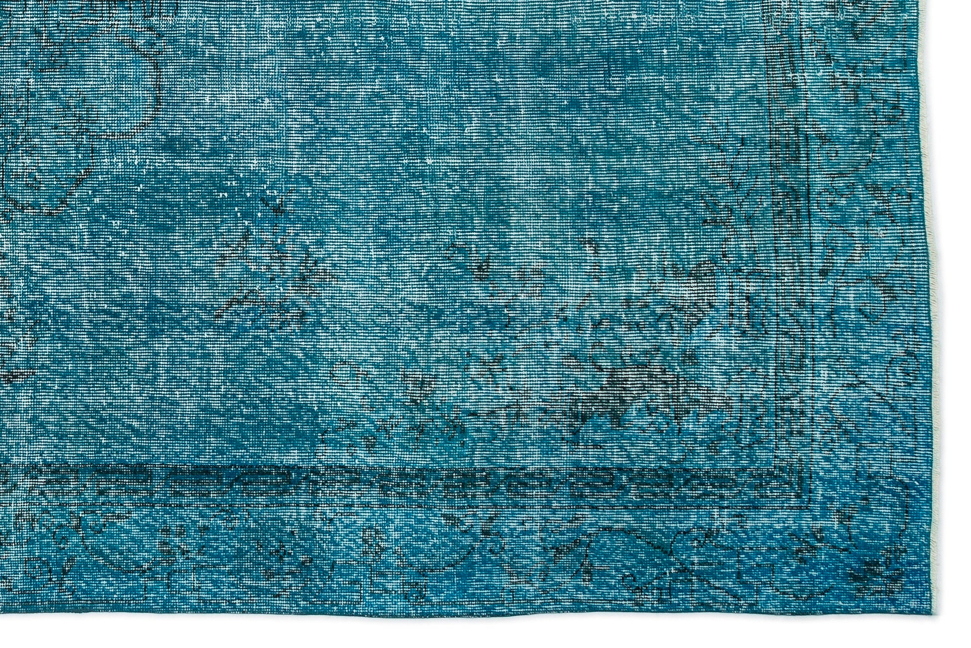 Turquoise  Over Dyed Vintage Rug 6'2'' x 9'3'' ft 189 x 283 cm