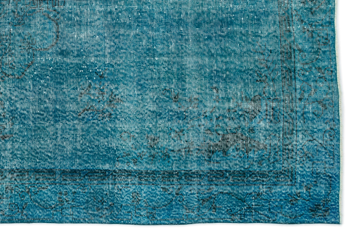 Turquoise  Over Dyed Vintage Rug 6&#39;2&#39;&#39; x 9&#39;3&#39;&#39; ft 189 x 283 cm