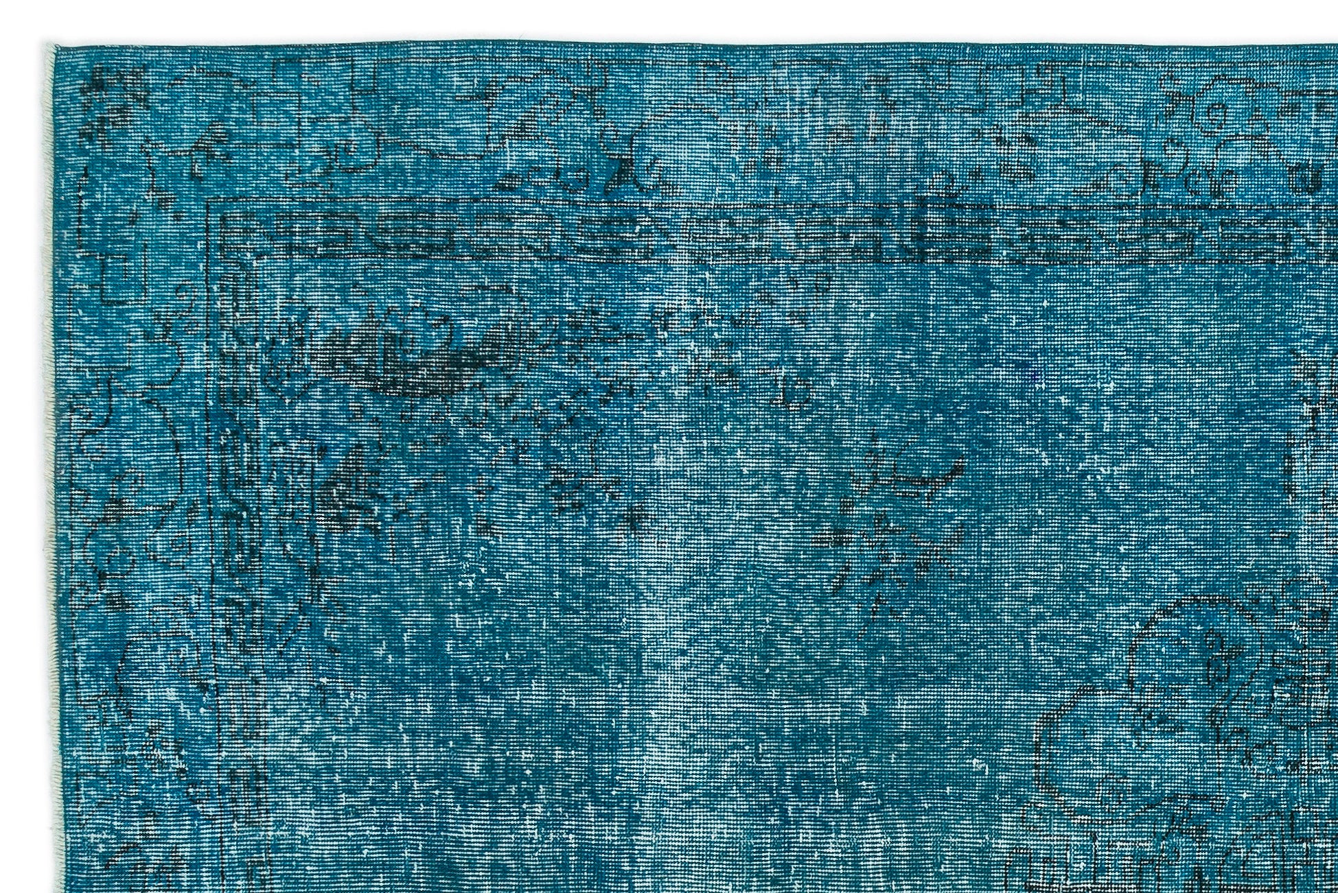 Turquoise  Over Dyed Vintage Rug 6'2'' x 9'3'' ft 189 x 283 cm