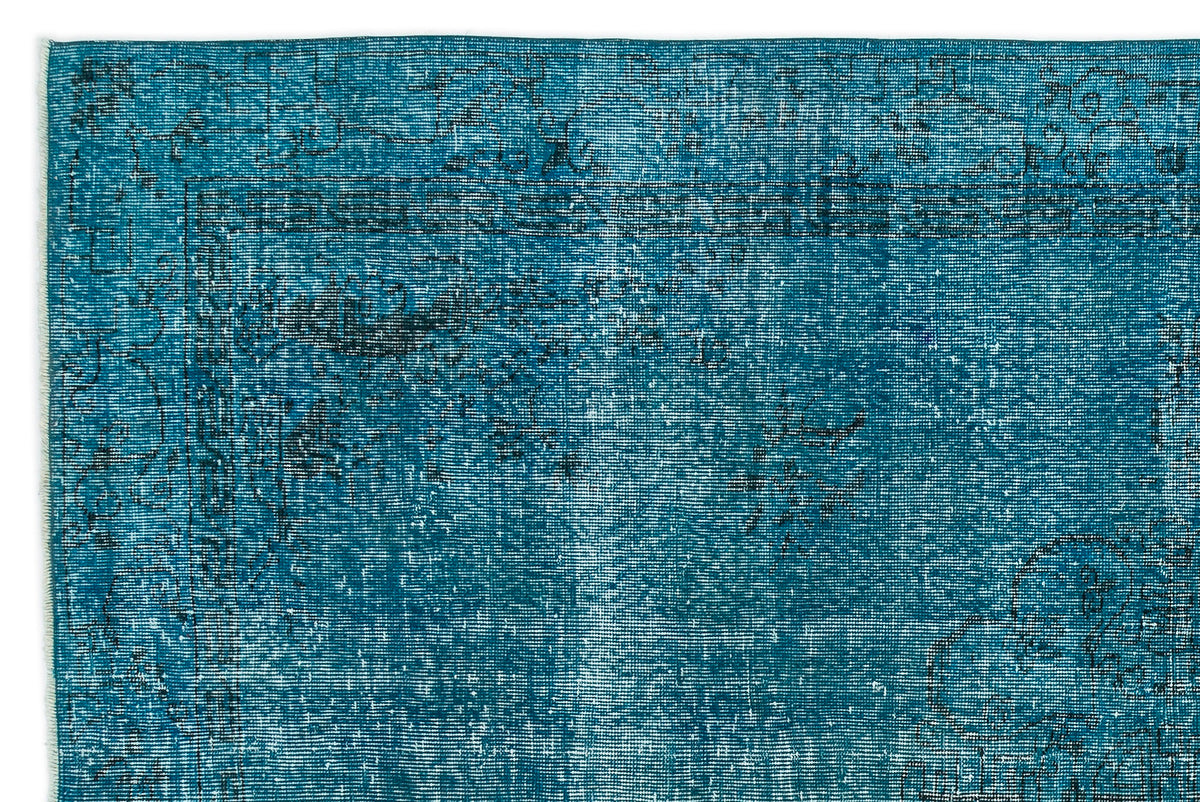 Turquoise  Over Dyed Vintage Rug 6&#39;2&#39;&#39; x 9&#39;3&#39;&#39; ft 189 x 283 cm