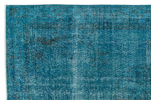 Turquoise  Over Dyed Vintage Rug 6'2'' x 9'3'' ft 189 x 283 cm