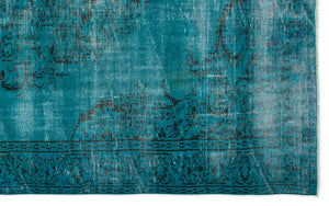 Turquoise  Over Dyed Vintage Rug 5'10'' x 9'7'' ft 178 x 292 cm