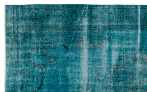 Turquoise  Over Dyed Vintage Rug 5'10'' x 9'7'' ft 178 x 292 cm
