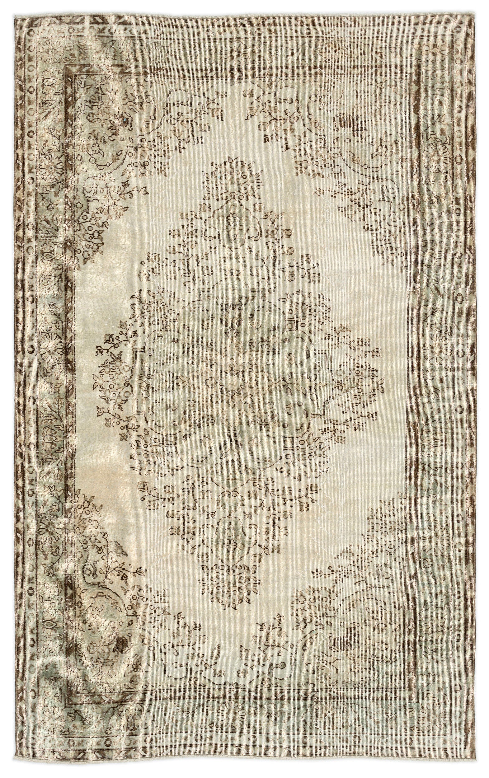 Beige Over Dyed Vintage Rug 5'6'' x 9'1'' ft 168 x 278 cm