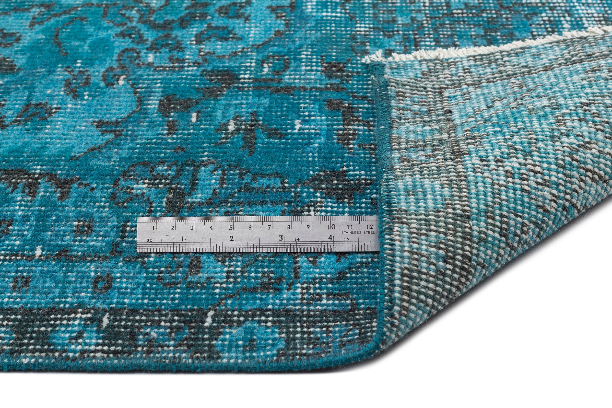 Turquoise  Over Dyed Vintage Rug 6'0'' x 9'9'' ft 183 x 297 cm