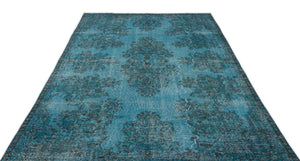 Turquoise  Over Dyed Vintage Rug 6'0'' x 9'9'' ft 183 x 297 cm