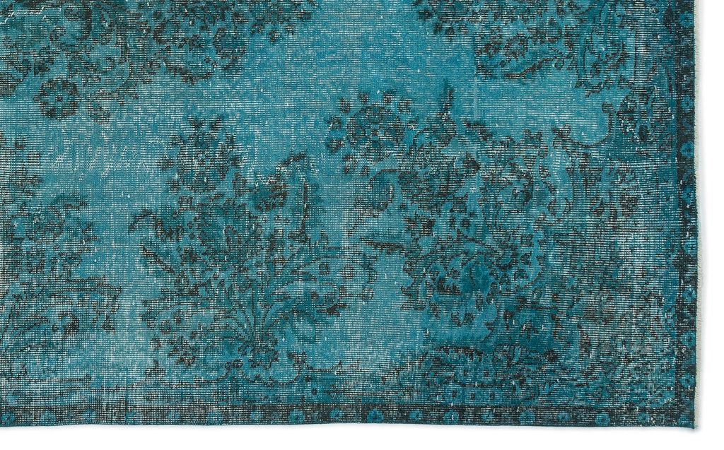 Turquoise  Over Dyed Vintage Rug 6'0'' x 9'9'' ft 183 x 297 cm