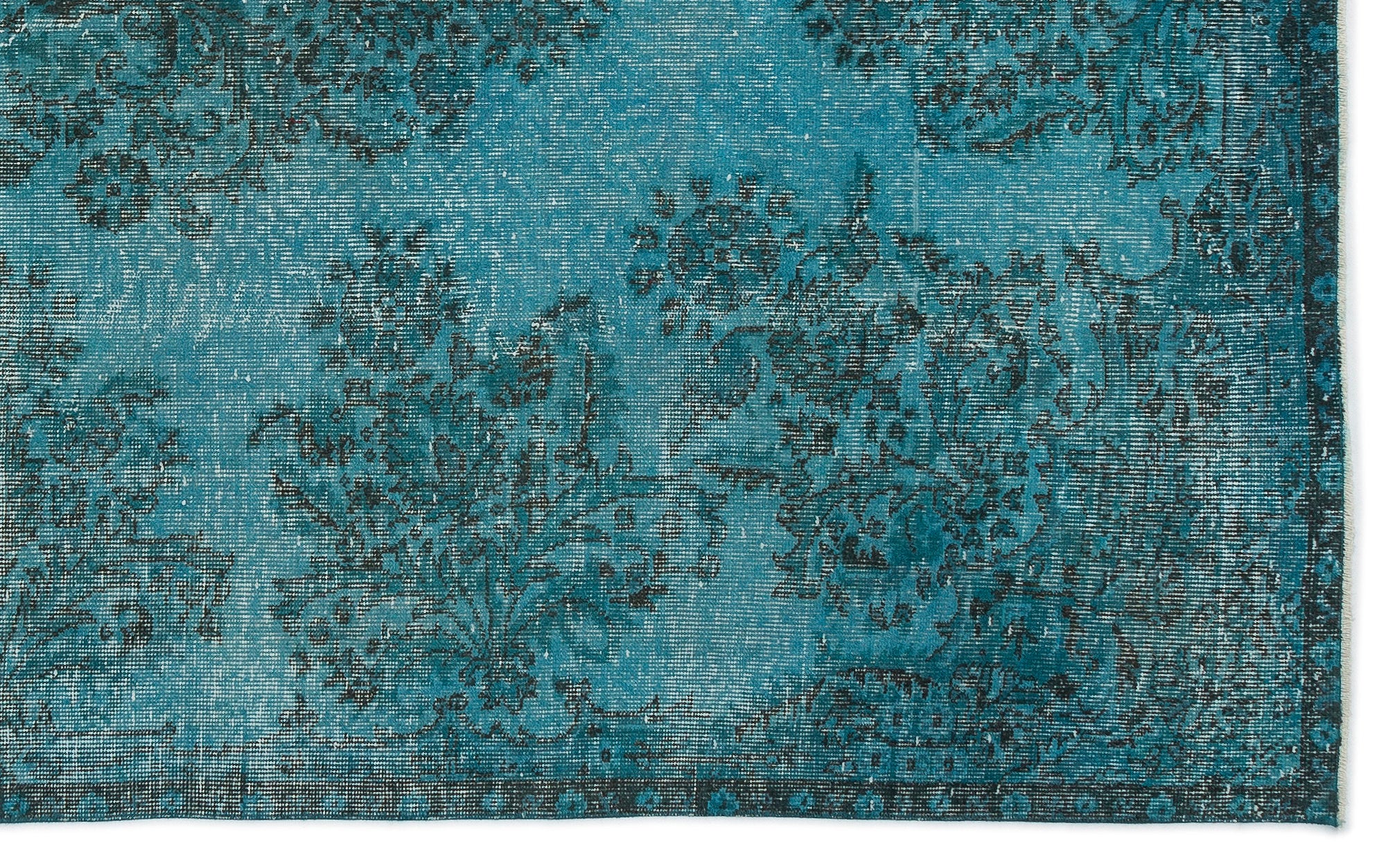 Turquoise  Over Dyed Vintage Rug 6'0'' x 9'9'' ft 183 x 297 cm