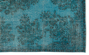 Turquoise  Over Dyed Vintage Rug 6'0'' x 9'9'' ft 183 x 297 cm