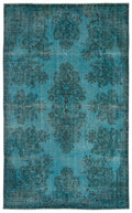 Turquoise  Over Dyed Vintage Rug 6'0'' x 9'9'' ft 183 x 297 cm