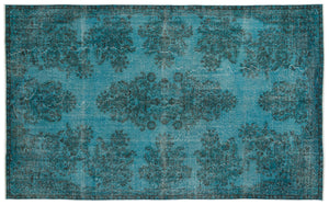Turquoise  Over Dyed Vintage Rug 6'0'' x 9'9'' ft 183 x 297 cm