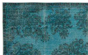 Turquoise  Over Dyed Vintage Rug 6'0'' x 9'9'' ft 183 x 297 cm
