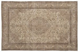 Beige Over Dyed Vintage Rug 6'4'' x 9'9'' ft 192 x 298 cm
