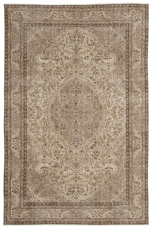 Beige Over Dyed Vintage Rug 6'4'' x 9'9'' ft 192 x 298 cm