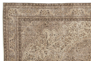 Beige Over Dyed Vintage Rug 6'4'' x 9'9'' ft 192 x 298 cm