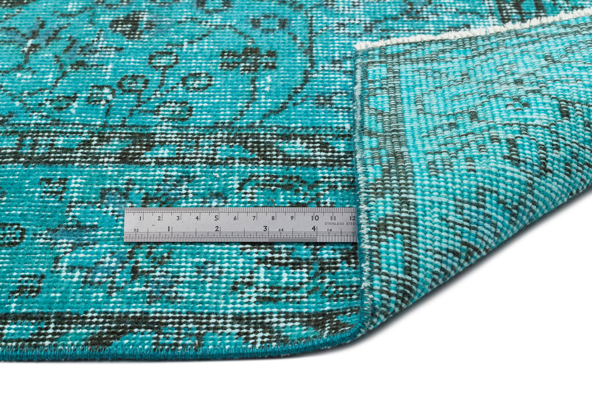 Turquoise  Over Dyed Vintage Rug 6&#39;4&#39;&#39; x 9&#39;10&#39;&#39; ft 194 x 300 cm