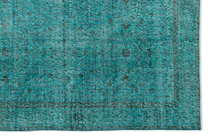 Turquoise  Over Dyed Vintage Rug 6'4'' x 9'10'' ft 194 x 300 cm