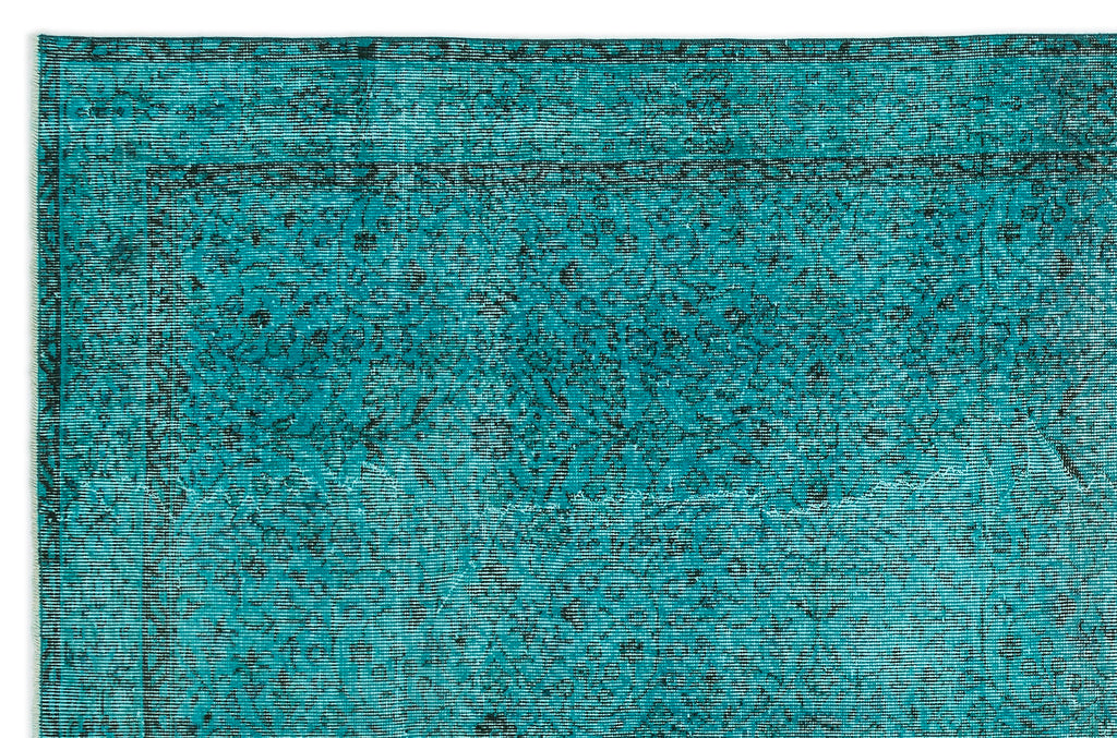 Turquoise  Over Dyed Vintage Rug 6'4'' x 9'10'' ft 194 x 300 cm