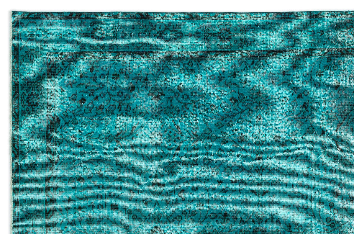 Turquoise  Over Dyed Vintage Rug 6&#39;4&#39;&#39; x 9&#39;10&#39;&#39; ft 194 x 300 cm