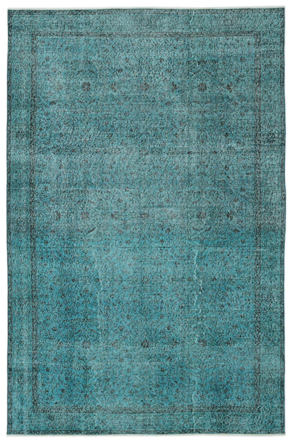 Turquoise  Over Dyed Vintage Rug 6'4'' x 9'10'' ft 194 x 300 cm