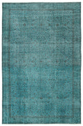 Turquoise  Over Dyed Vintage Rug 6'4'' x 9'10'' ft 194 x 300 cm