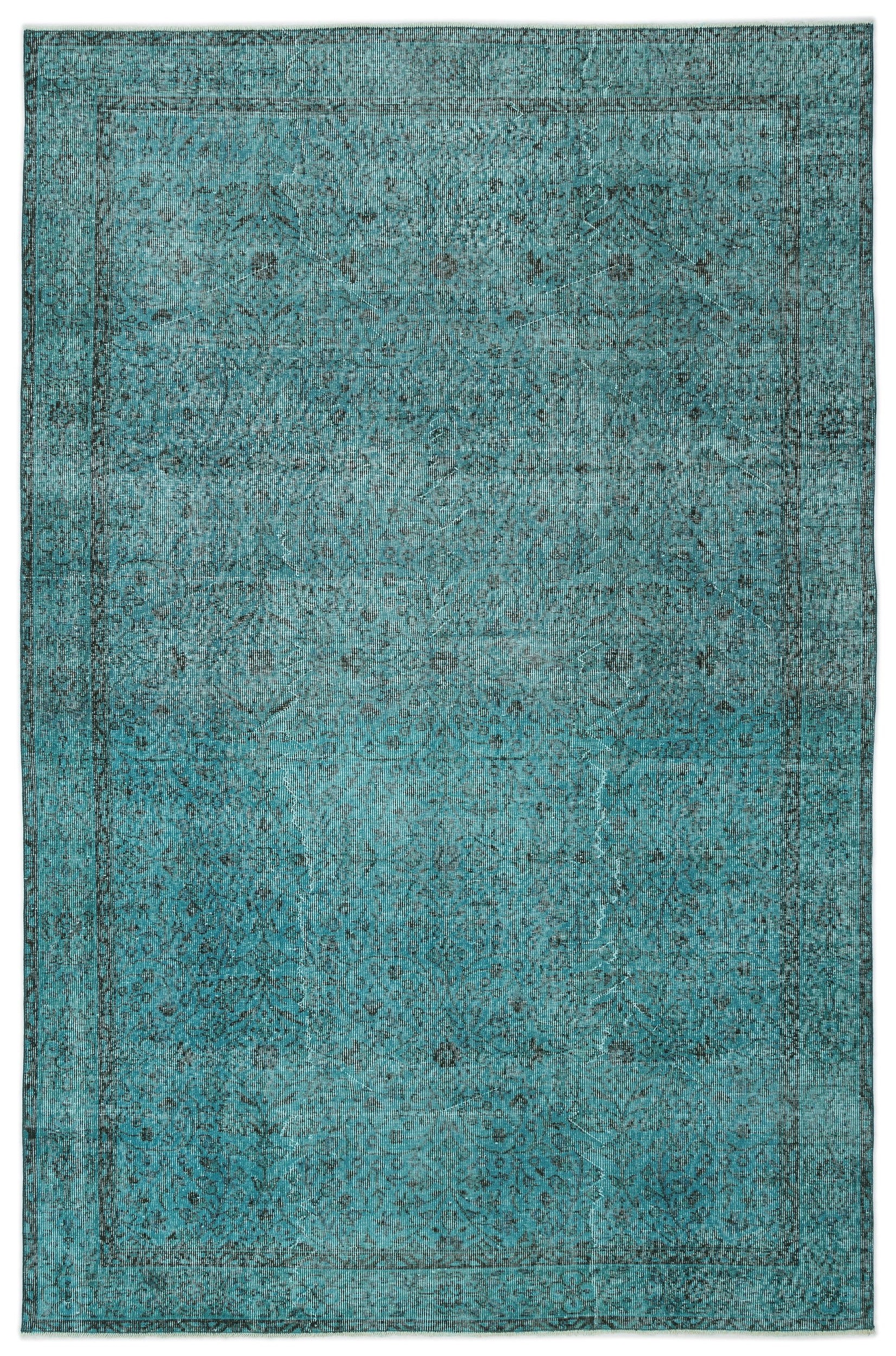 Turquoise  Over Dyed Vintage Rug 6'4'' x 9'10'' ft 194 x 300 cm