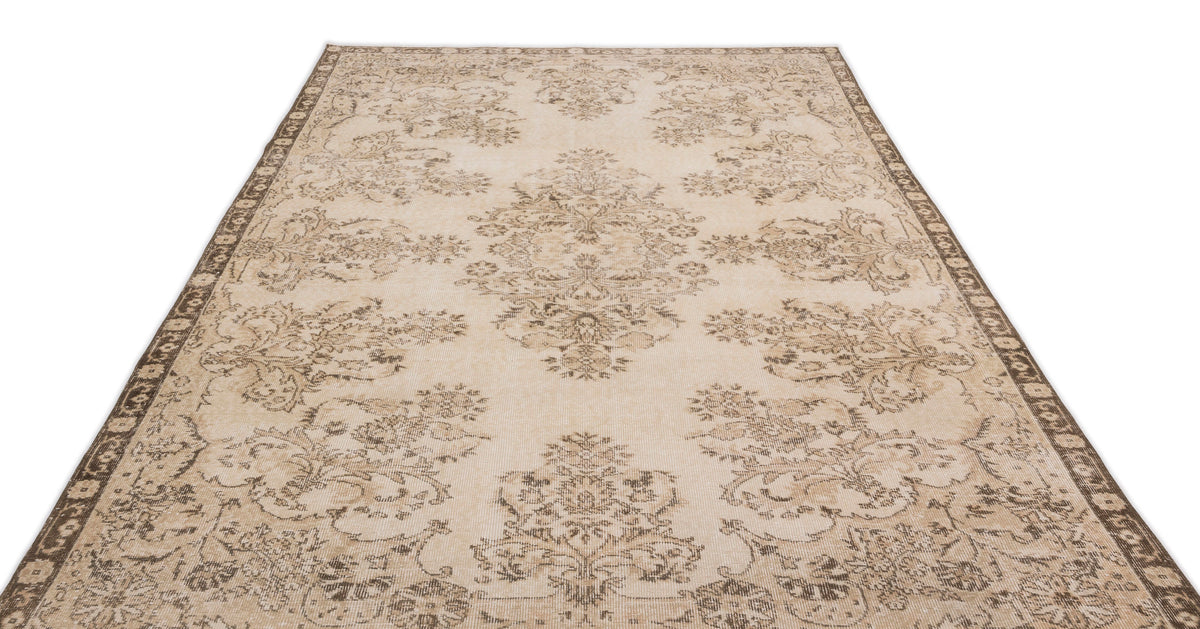 Beige Over Dyed Vintage Rug 6&#39;3&#39;&#39; x 10&#39;1&#39;&#39; ft 191 x 307 cm