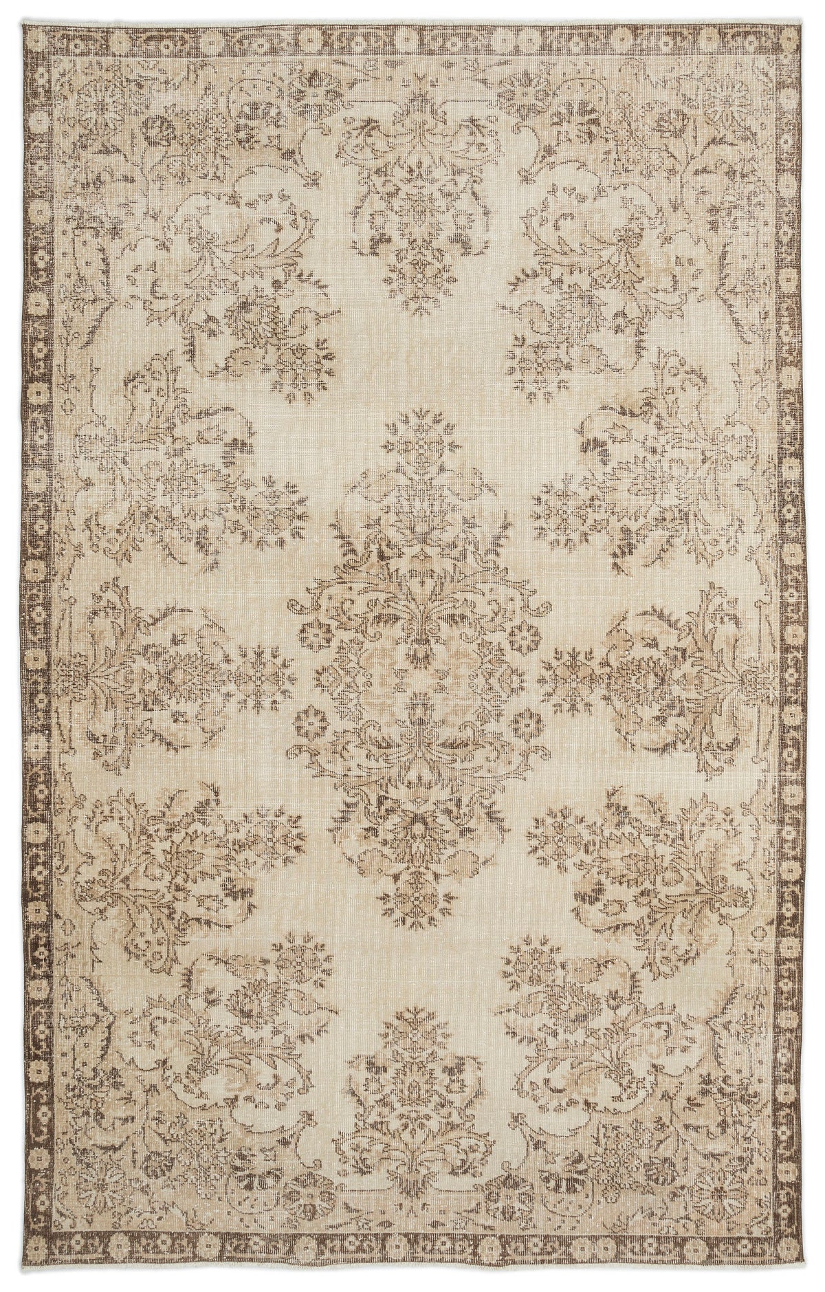 Beige Over Dyed Vintage Rug 6&#39;3&#39;&#39; x 10&#39;1&#39;&#39; ft 191 x 307 cm