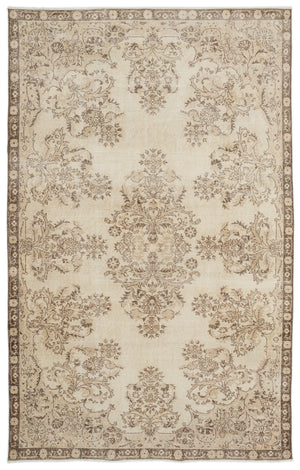 Beige Over Dyed Vintage Rug 6'3'' x 10'1'' ft 191 x 307 cm