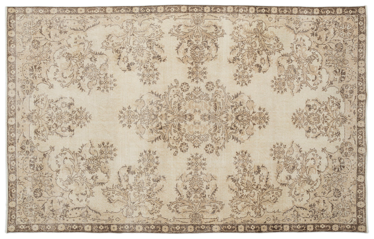 Beige Over Dyed Vintage Rug 6&#39;3&#39;&#39; x 10&#39;1&#39;&#39; ft 191 x 307 cm