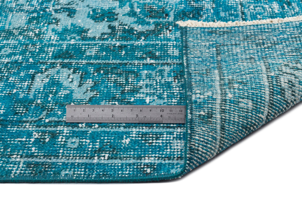 Turquoise  Over Dyed Vintage Rug 5'8'' x 9'1'' ft 172 x 277 cm