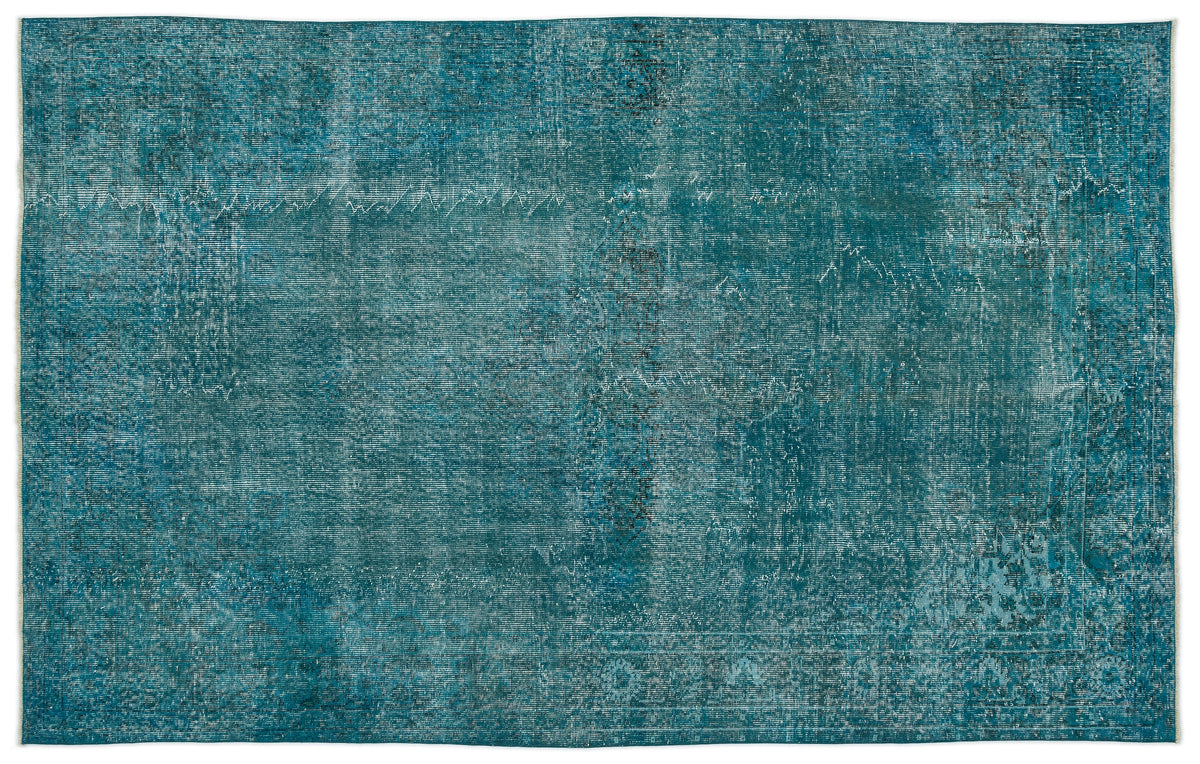 Turquoise  Over Dyed Vintage Rug 5&#39;8&#39;&#39; x 9&#39;1&#39;&#39; ft 172 x 277 cm