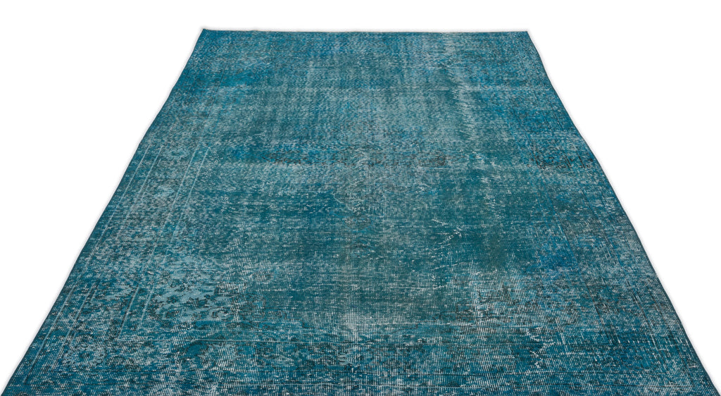 Turquoise  Over Dyed Vintage Rug 5'8'' x 9'1'' ft 172 x 277 cm