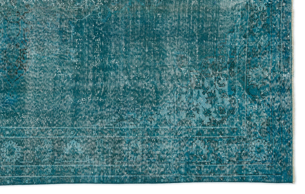 Turquoise  Over Dyed Vintage Rug 5'8'' x 9'1'' ft 172 x 277 cm