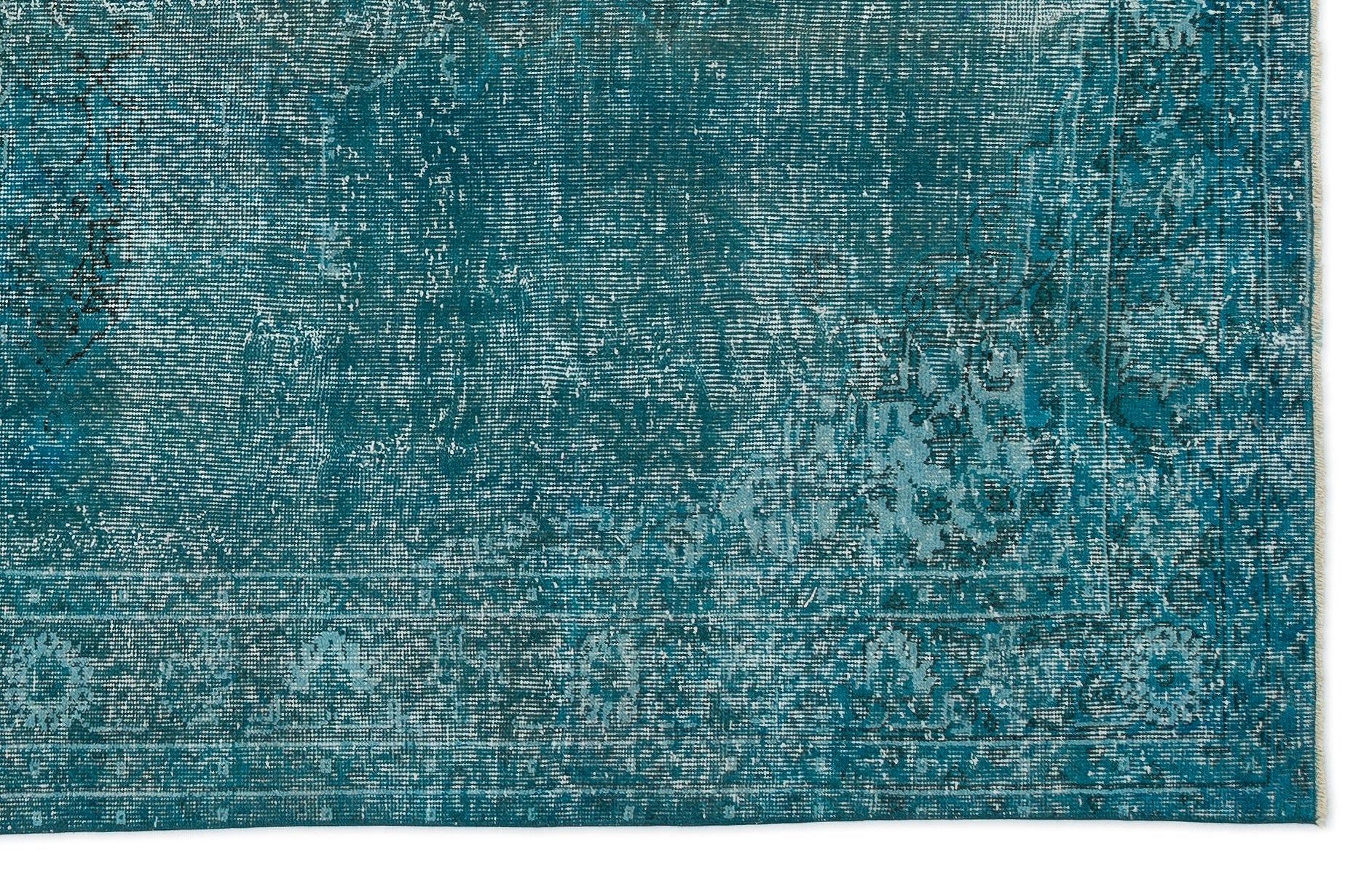 Turquoise  Over Dyed Vintage Rug 5'8'' x 9'1'' ft 172 x 277 cm