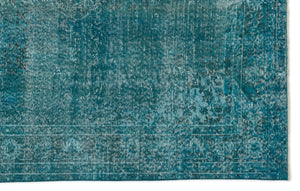 Turquoise  Over Dyed Vintage Rug 5'8'' x 9'1'' ft 172 x 277 cm