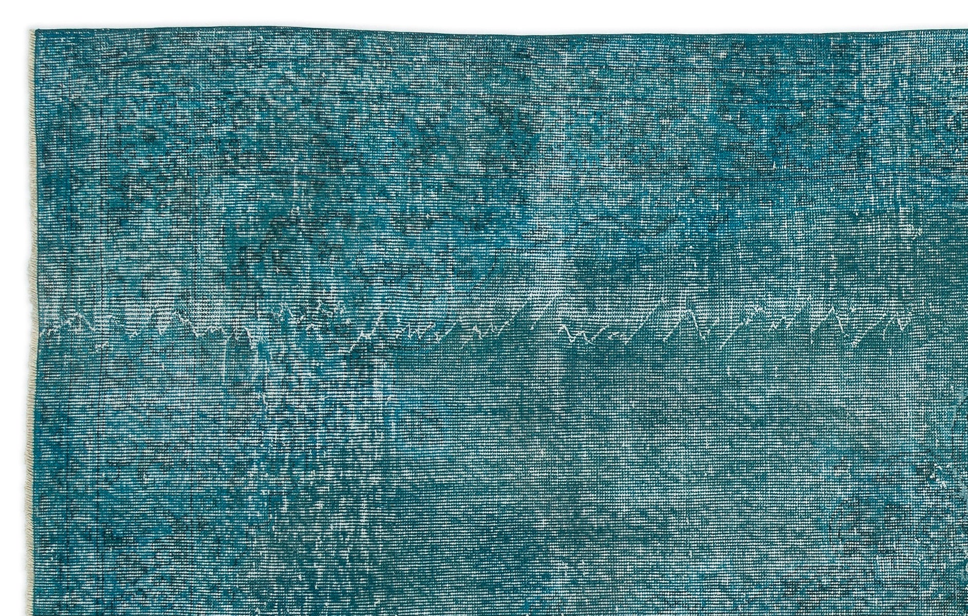 Turquoise  Over Dyed Vintage Rug 5'8'' x 9'1'' ft 172 x 277 cm