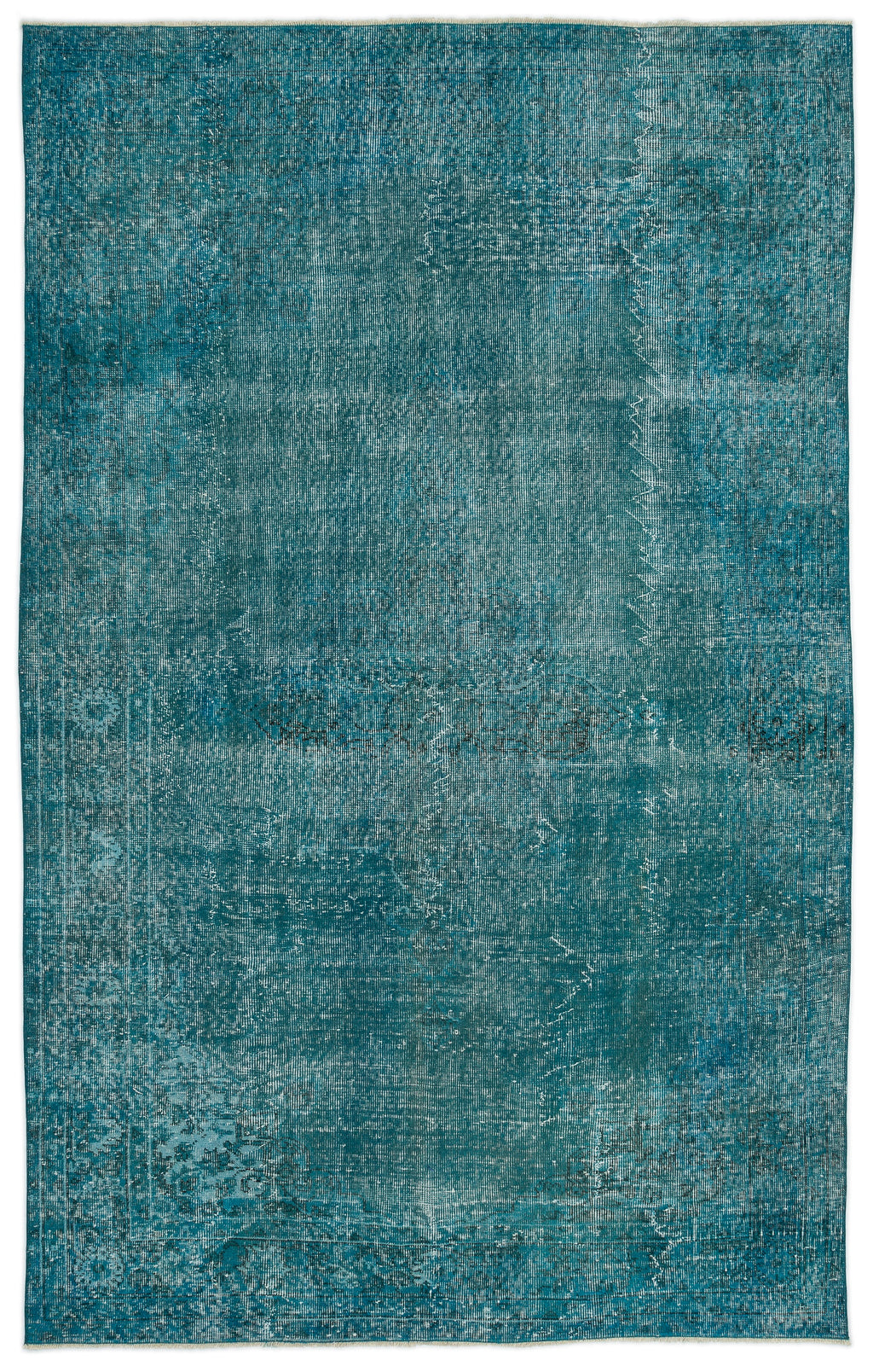 Turquoise  Over Dyed Vintage Rug 5'8'' x 9'1'' ft 172 x 277 cm