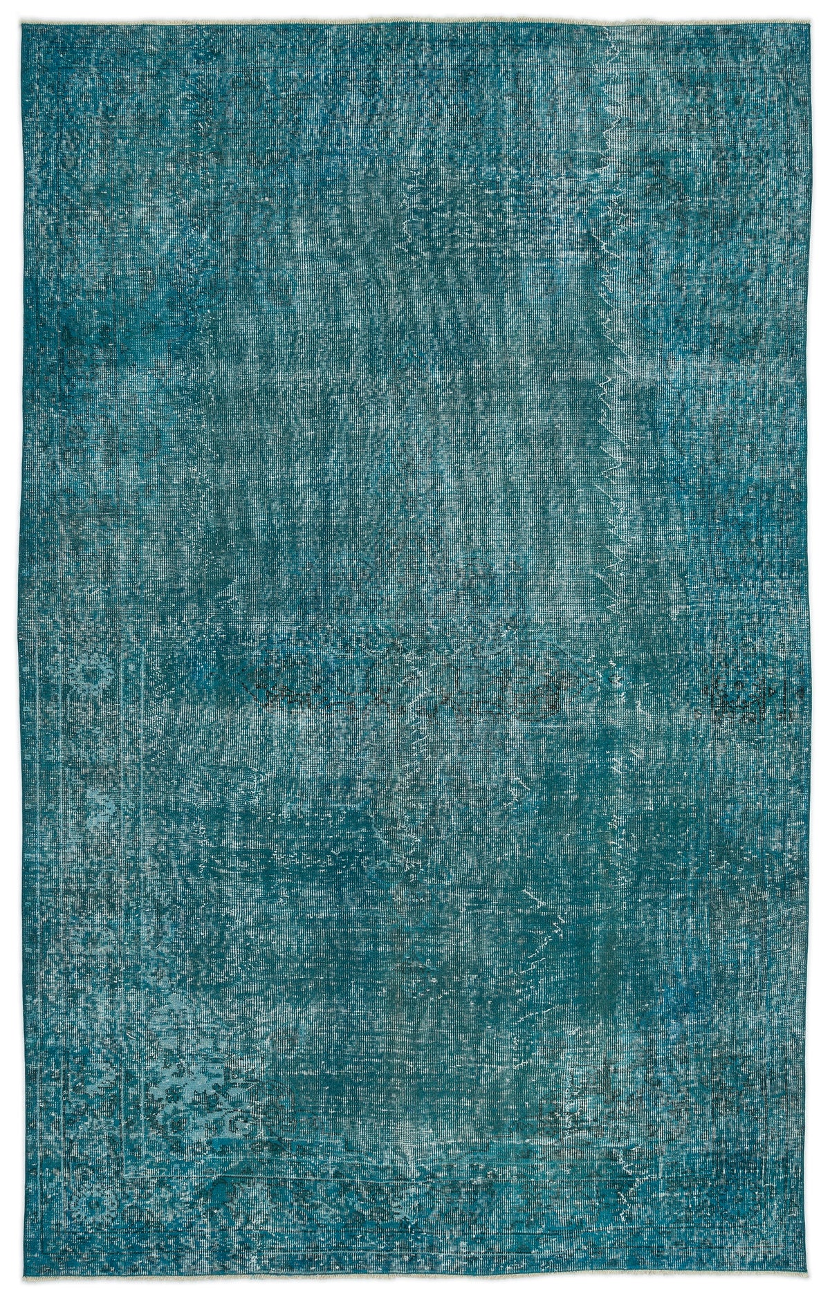 Turquoise  Over Dyed Vintage Rug 5&#39;8&#39;&#39; x 9&#39;1&#39;&#39; ft 172 x 277 cm