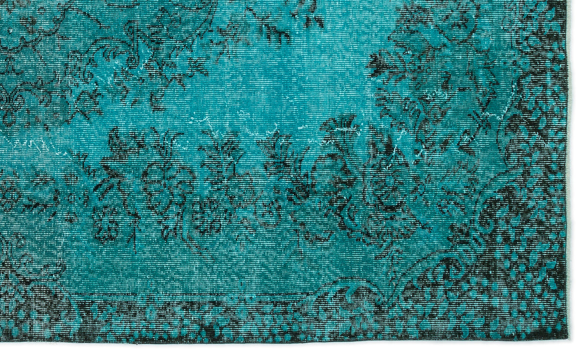 Turquoise  Over Dyed Vintage Rug 5&#39;7&#39;&#39; x 9&#39;5&#39;&#39; ft 171 x 286 cm