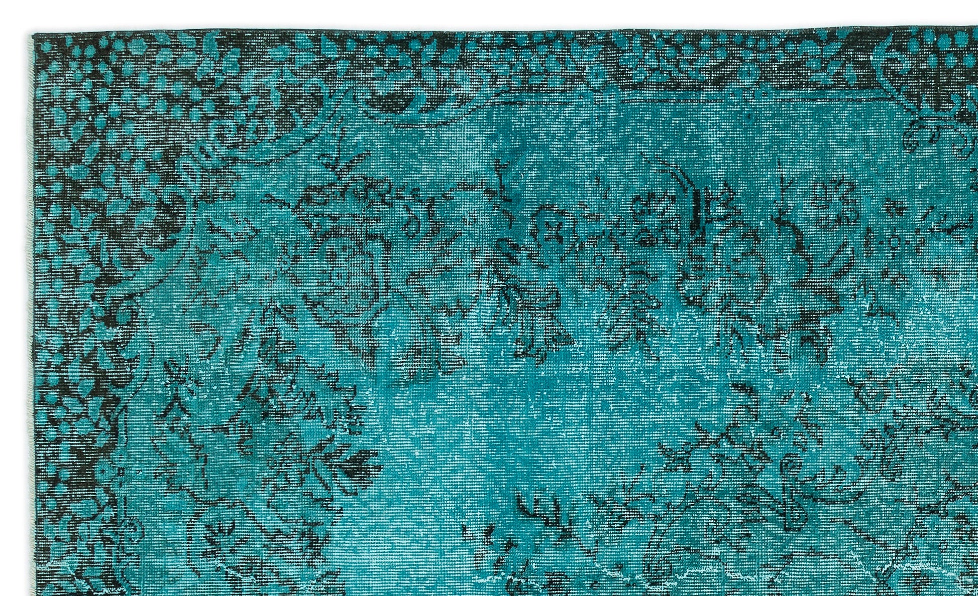 Turquoise  Over Dyed Vintage Rug 5'7'' x 9'5'' ft 171 x 286 cm