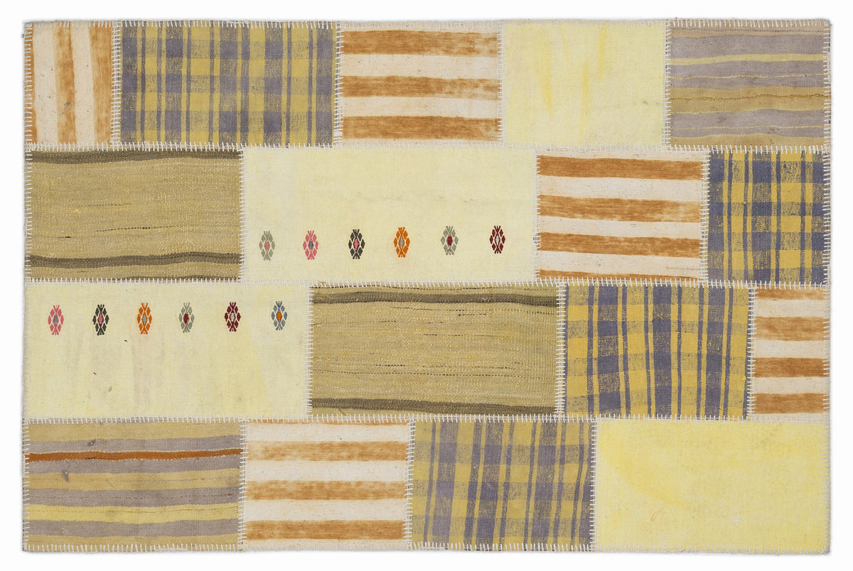 Mixed Over Dyed Kilim Patchwork Unique Rug 3&#39;11&#39;&#39; x 5&#39;11&#39;&#39; ft 120 x 180 cm