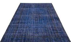 Blue Over Dyed Vintage Rug 5'6'' x 9'5'' ft 167 x 286 cm