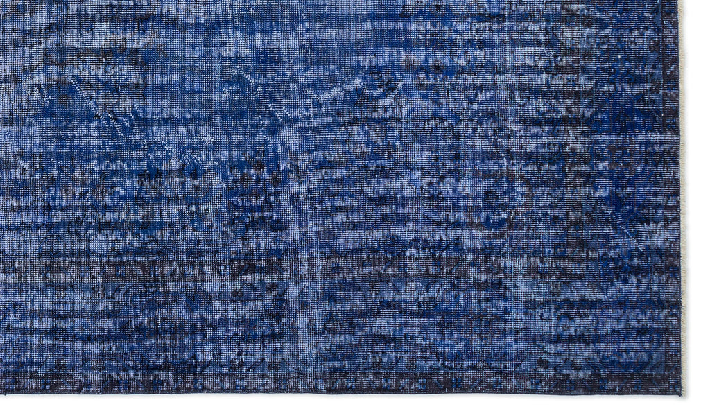 Blue Over Dyed Vintage Rug 5'6'' x 9'5'' ft 167 x 286 cm