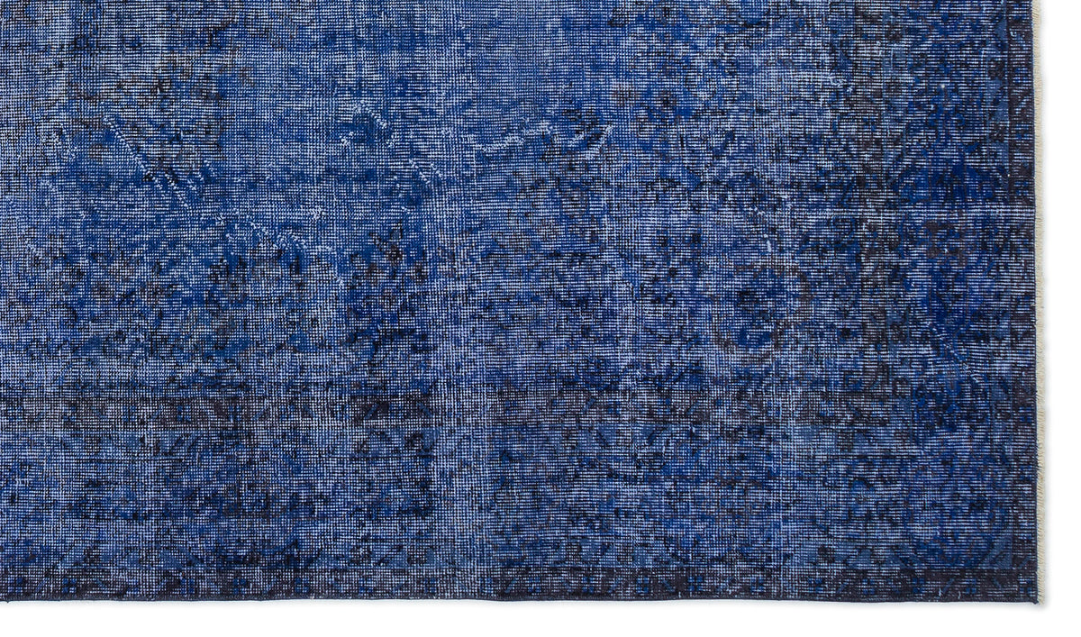 Blue Over Dyed Vintage Rug 5&#39;6&#39;&#39; x 9&#39;5&#39;&#39; ft 167 x 286 cm