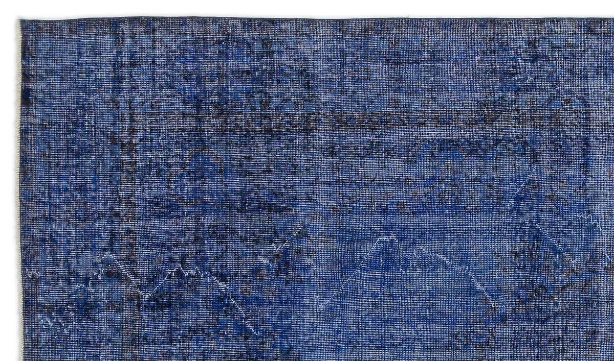 Blue Over Dyed Vintage Rug 5&#39;6&#39;&#39; x 9&#39;5&#39;&#39; ft 167 x 286 cm
