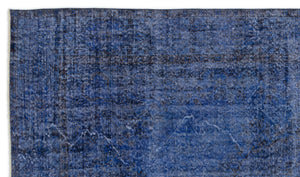 Blue Over Dyed Vintage Rug 5'6'' x 9'5'' ft 167 x 286 cm