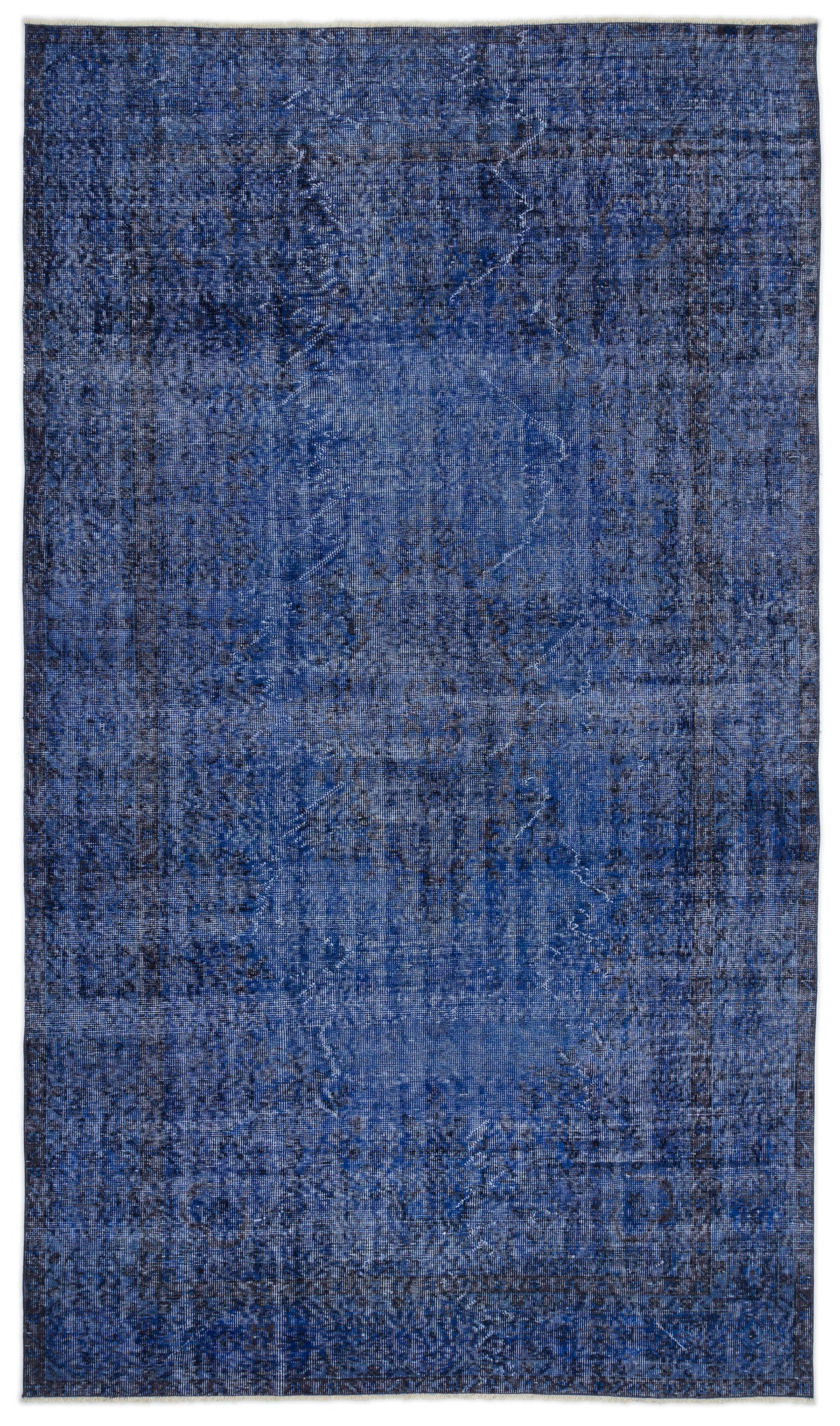 Blue Over Dyed Vintage Rug 5&#39;6&#39;&#39; x 9&#39;5&#39;&#39; ft 167 x 286 cm